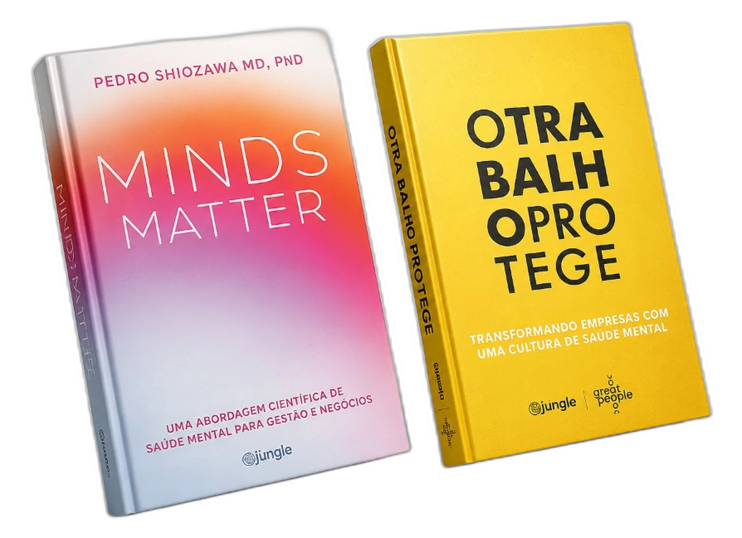 Livros Minds Matter, de Pedro Shiozawa, e O Trabalho Protege — publicações da Great People Books